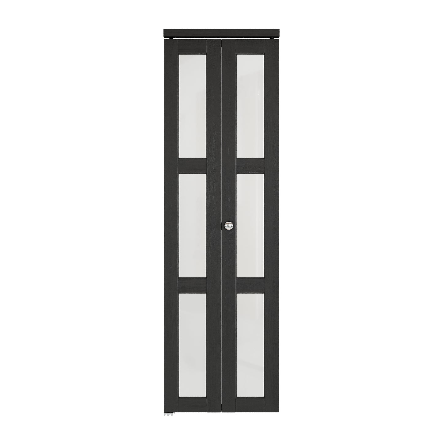 CRUTOP 3-Lite Frosted Glass Bifold Door, Build Quality Panels with Water&Scratch-Resistant Surface, Solid Core, Interior Closet & Pantry Door (Panels&Hardware&Fascia&Knob) , Black