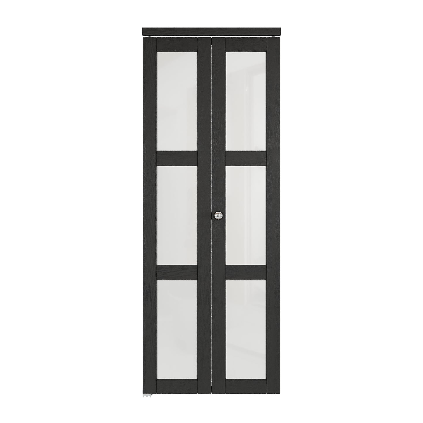 CRUTOP 3-Lite Frosted Glass Bifold Door, Build Quality Panels with Water&Scratch-Resistant Surface, Solid Core, Interior Closet & Pantry Door (Panels&Hardware&Fascia&Knob) , Black