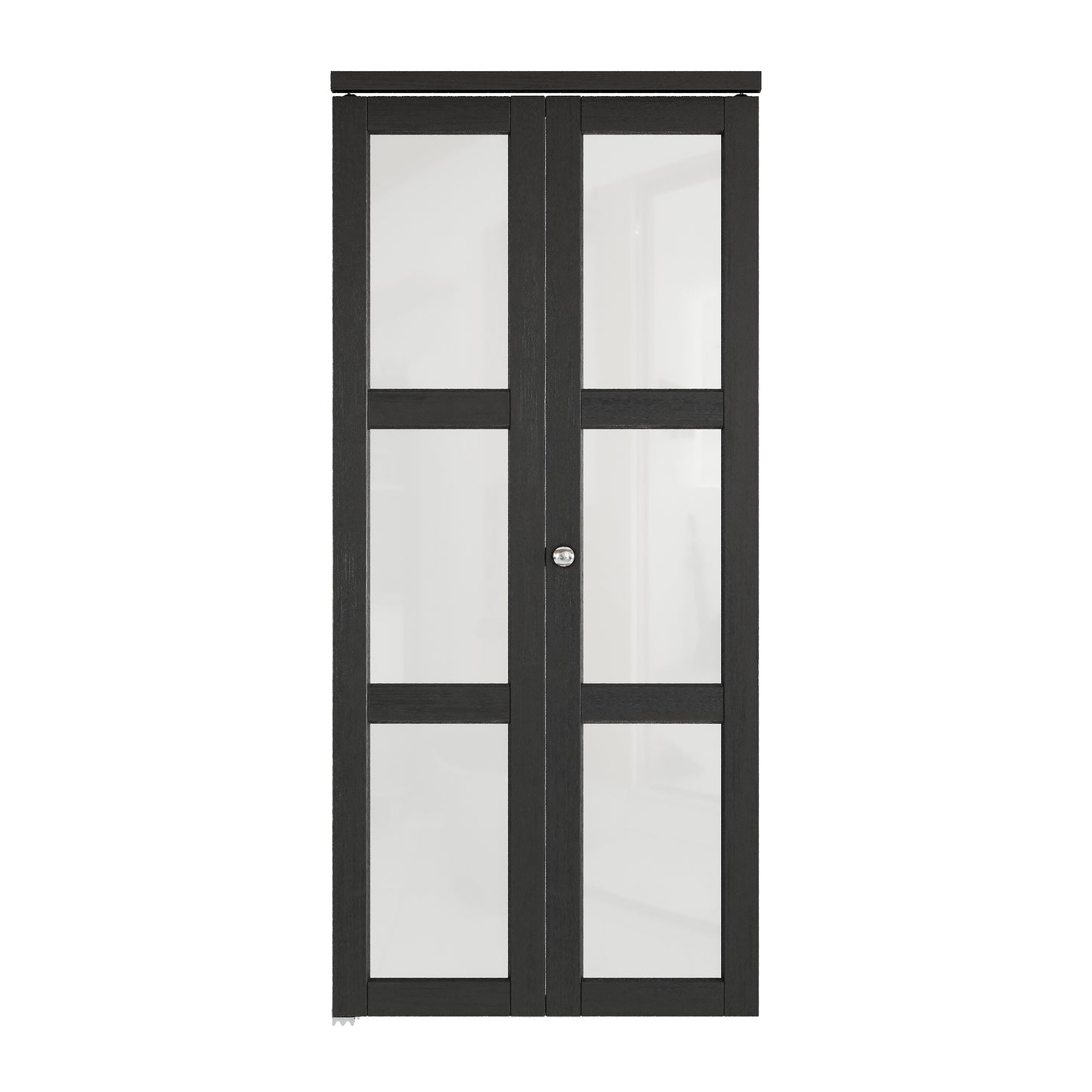CRUTOP 3-Lite Frosted Glass Bifold Door, Build Quality Panels with Water&Scratch-Resistant Surface, Solid Core, Interior Closet & Pantry Door (Panels&Hardware&Fascia&Knob) , Black
