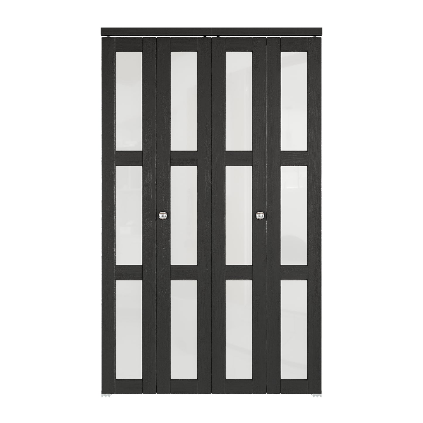 CRUTOP 3-Lite Frosted Glass Bifold Door, Build Quality Panels with Water&Scratch-Resistant Surface, Solid Core, Interior Closet & Pantry Door (Panels&Hardware&Fascia&Knob) , Black