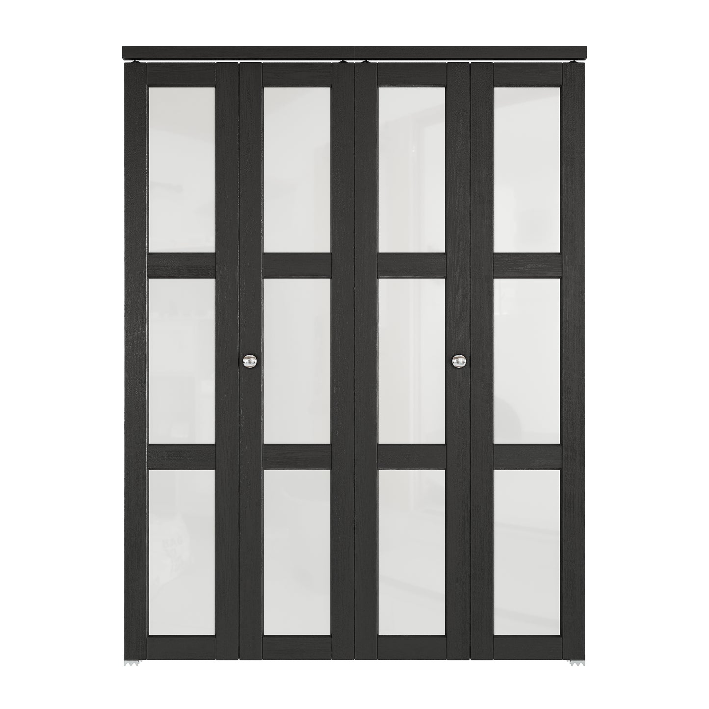 CRUTOP 3-Lite Frosted Glass Bifold Door, Build Quality Panels with Water&Scratch-Resistant Surface, Solid Core, Interior Closet & Pantry Door (Panels&Hardware&Fascia&Knob) , Black