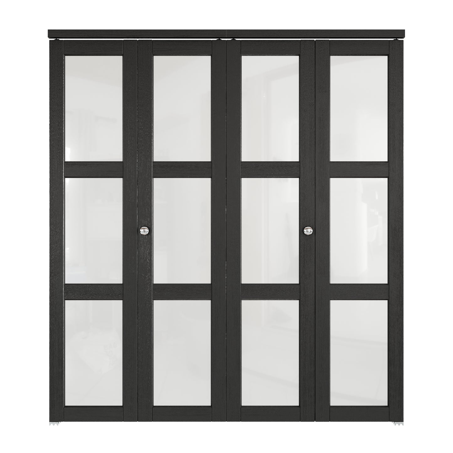 CRUTOP 3-Lite Frosted Glass Bifold Door, Build Quality Panels with Water&Scratch-Resistant Surface, Solid Core, Interior Closet & Pantry Door (Panels&Hardware&Fascia&Knob) , Black