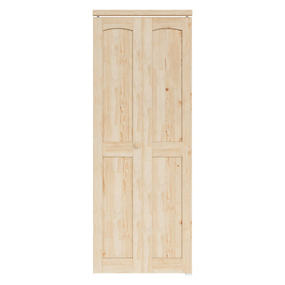 CRUTOP Bi-Fold Pivot Doors , 2-Lite Closet Door with Hardware Kit, MDF Panel Folding Interior Double Doors Easy to Install - Pine