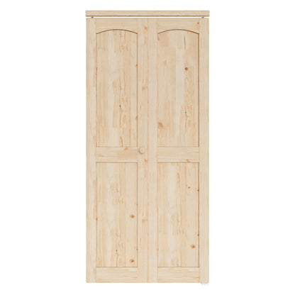 CRUTOP Bi-Fold Pivot Doors , 2-Lite Closet Door with Hardware Kit, MDF Panel Folding Interior Double Doors Easy to Install - Pine