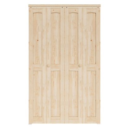 CRUTOP 2-Lite Pane Wood Bifold Closet Door, Solid Core Pre-Assembled Panels with Water-Resistant Triple-Layer Painting, Build Quality ( Panels&Hardware&Fascia&Knob)