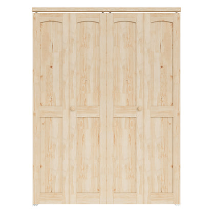 CRUTOP 2-Lite Pane Wood Bifold Closet Door, Solid Core Pre-Assembled Panels with Water-Resistant Triple-Layer Painting, Build Quality ( Panels&Hardware&Fascia&Knob)