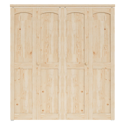 CRUTOP 2-Lite Pane Wood Bifold Closet Door, Solid Core Pre-Assembled Panels with Water-Resistant Triple-Layer Painting, Build Quality ( Panels&Hardware&Fascia&Knob)