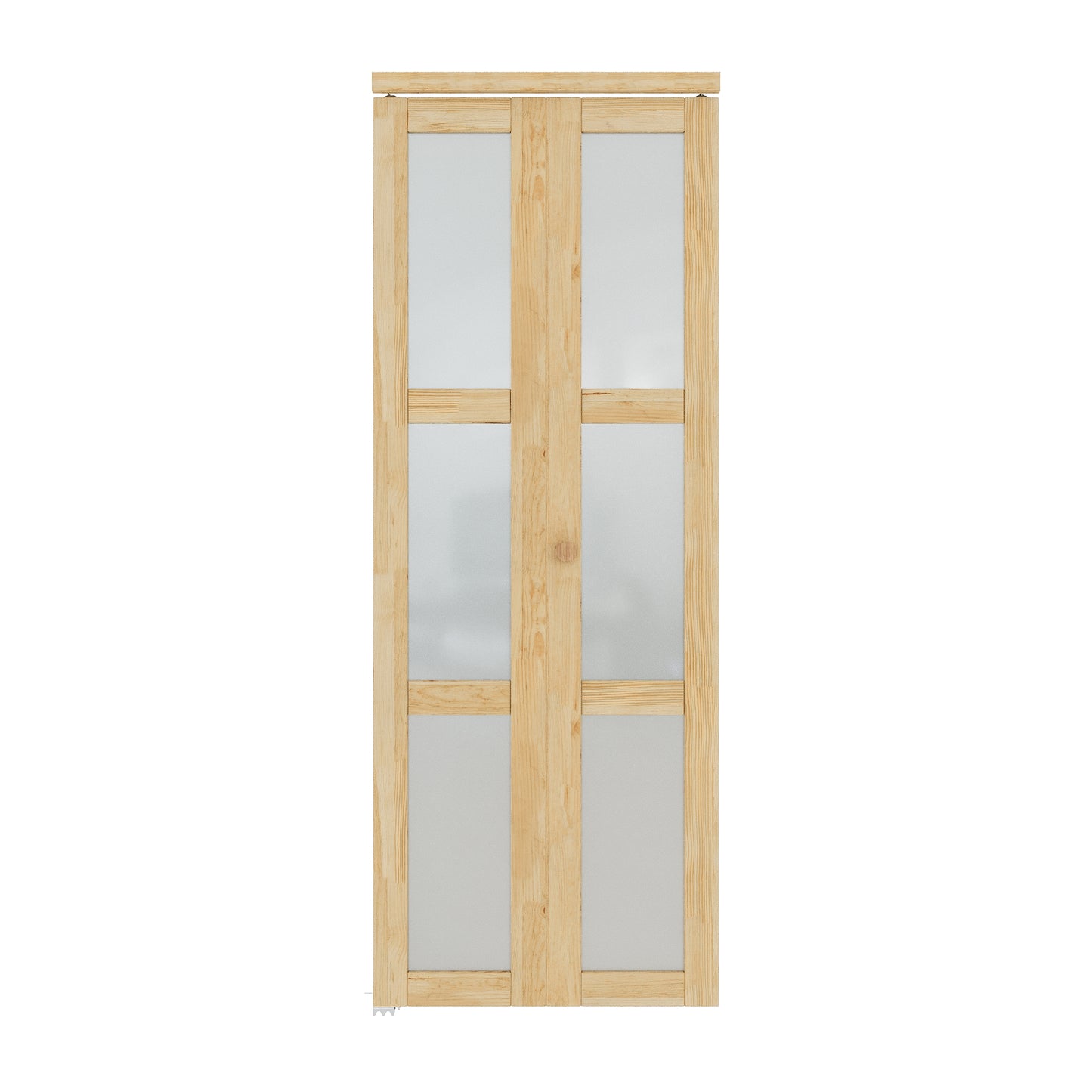 CRUTOP Bi-Fold Pivot Doors , 3-Lite Closet Door with Hardware Kit, MDF Panel Folding Interior Double Doors Easy to Install - Pine