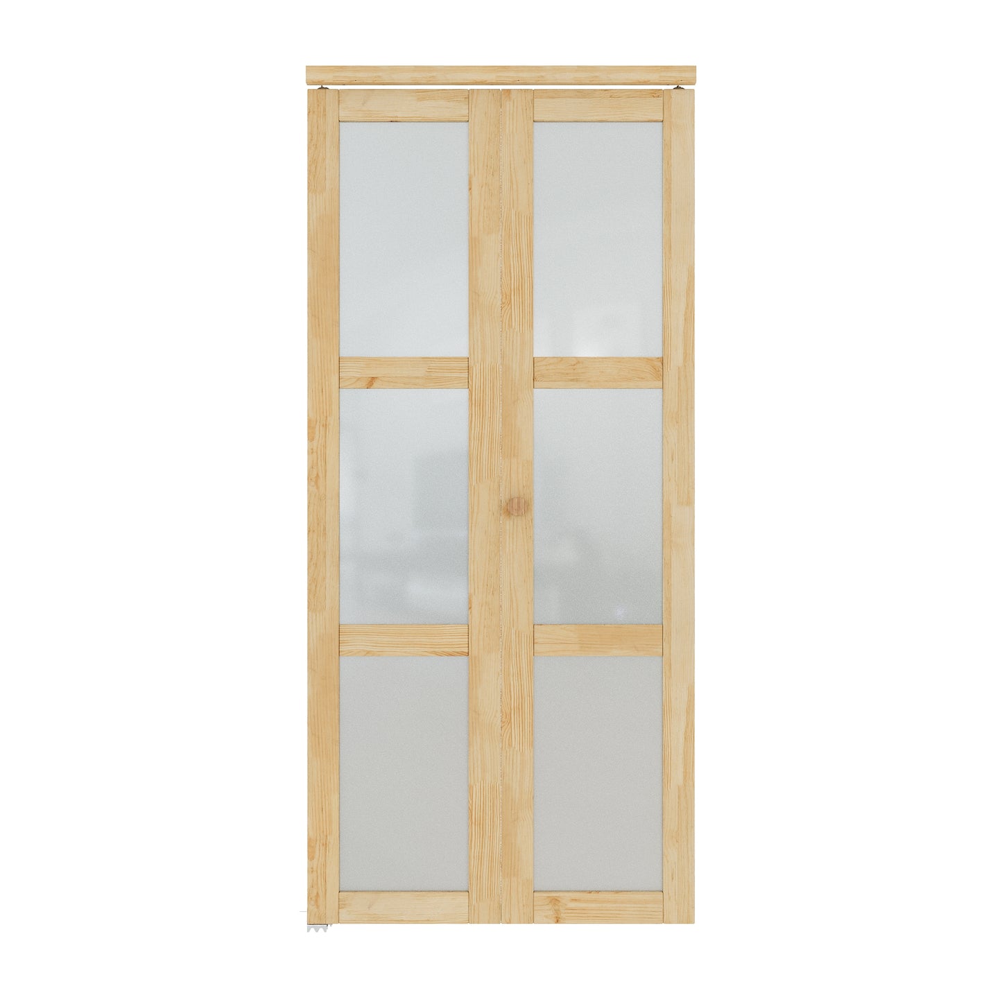 CRUTOP Bi-Fold Pivot Doors , 3-Lite Closet Door with Hardware Kit, MDF Panel Folding Interior Double Doors Easy to Install - Pine