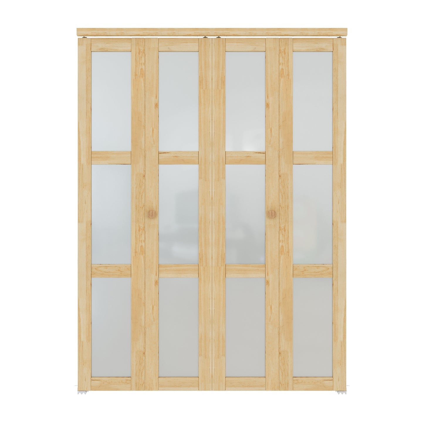 CRUTOP 3-Lite Frosted Glass Pane Wood Bifold Closet Door, Solid Core Pre-Assembled Panels with Water-Resistant Triple-Layer Painting, Build Quality ( Panels&Hardware&Fascia&Knob)