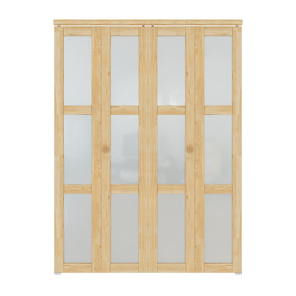 CRUTOP 3-Lite Frosted Glass Pane Wood Bifold Closet Door, Solid Core Pre-Assembled Panels with Water-Resistant Triple-Layer Painting, Build Quality ( Panels&Hardware&Fascia&Knob)