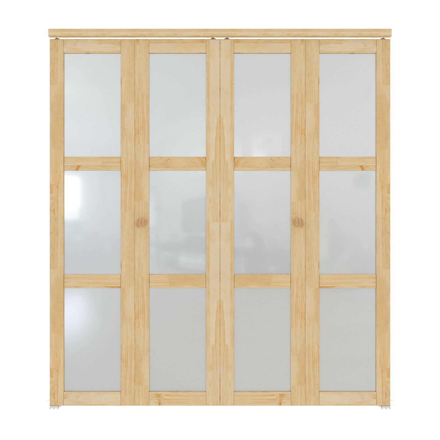 CRUTOP 3-Lite Frosted Glass Pane Wood Bifold Closet Door, Solid Core Pre-Assembled Panels with Water-Resistant Triple-Layer Painting, Build Quality ( Panels&Hardware&Fascia&Knob)