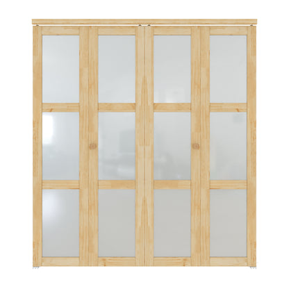 CRUTOP 3-Lite Frosted Glass Pane Wood Bifold Closet Door, Solid Core Pre-Assembled Panels with Water-Resistant Triple-Layer Painting, Build Quality ( Panels&Hardware&Fascia&Knob)