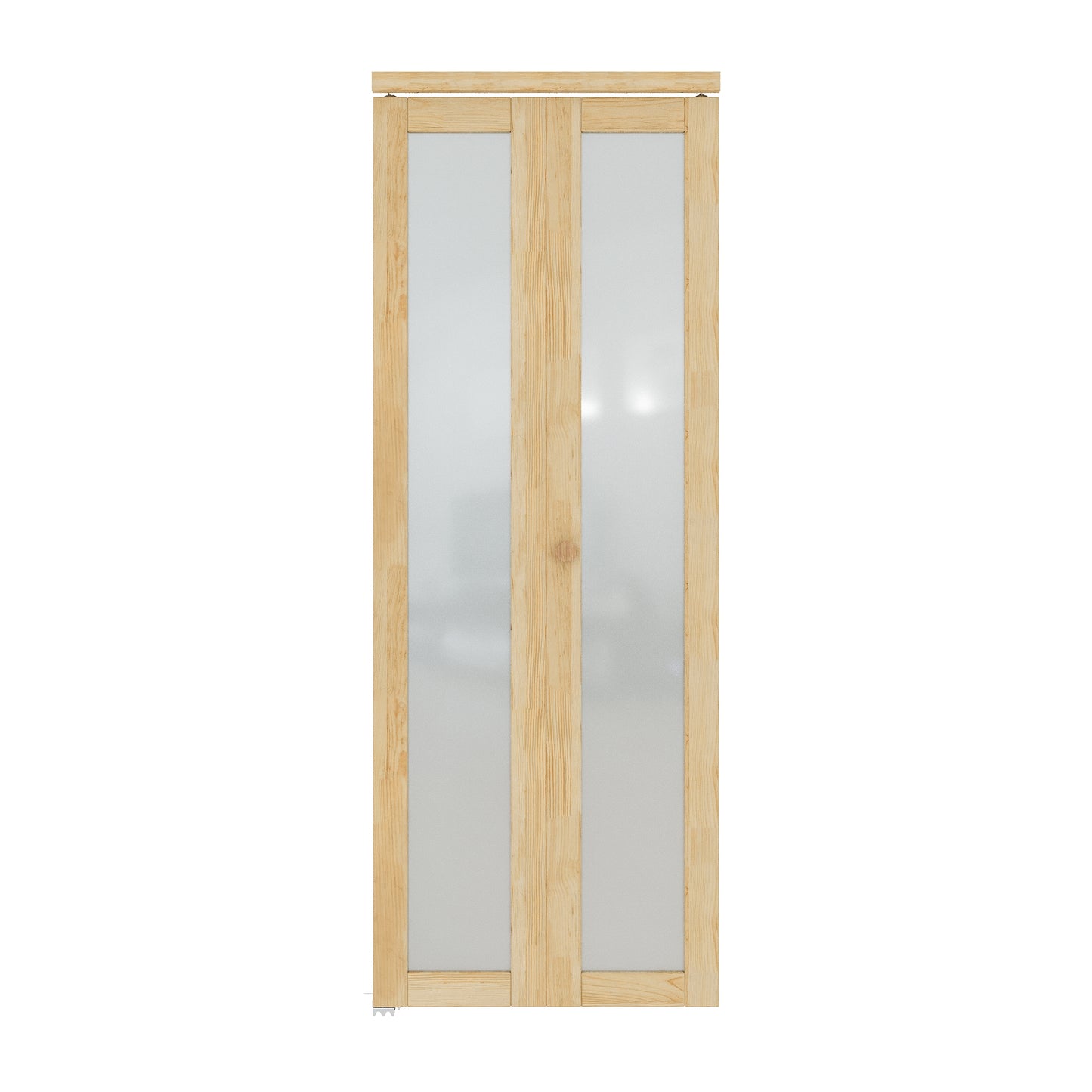 CRUTOP 1-Lite Frosted Glass Pane Wood Bifold Closet Door, Solid Core Pre-Assembled Panels with Water-Resistant Triple-Layer Painting, Build Quality ( Panels&Hardware&Fascia&Knob)