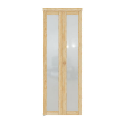 CRUTOP 1-Lite Frosted Glass Pane Wood Bifold Closet Door, Solid Core Pre-Assembled Panels with Water-Resistant Triple-Layer Painting, Build Quality ( Panels&Hardware&Fascia&Knob)