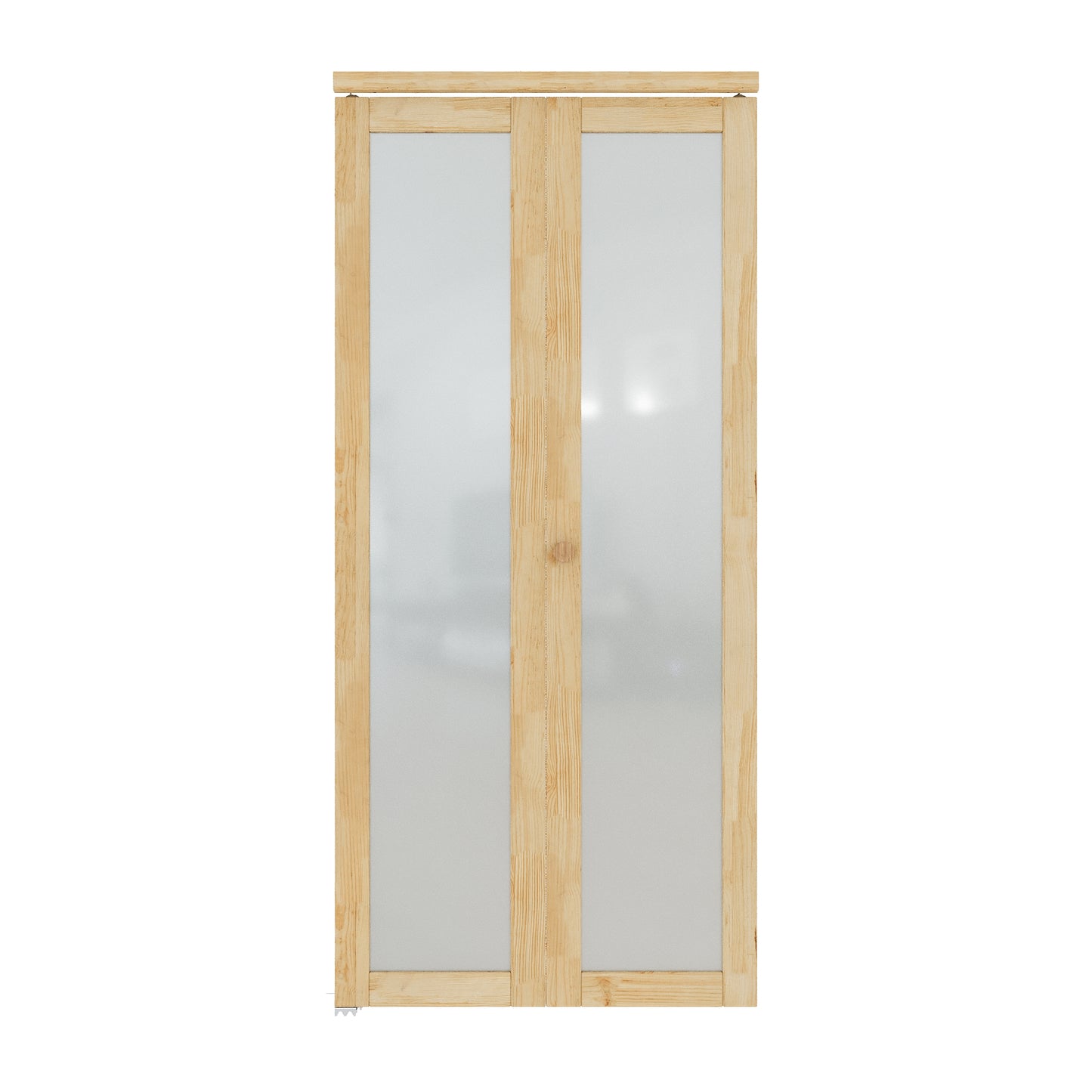 CRUTOP 1-Lite Frosted Glass Pane Wood Bifold Closet Door, Solid Core Pre-Assembled Panels with Water-Resistant Triple-Layer Painting, Build Quality ( Panels&Hardware&Fascia&Knob)