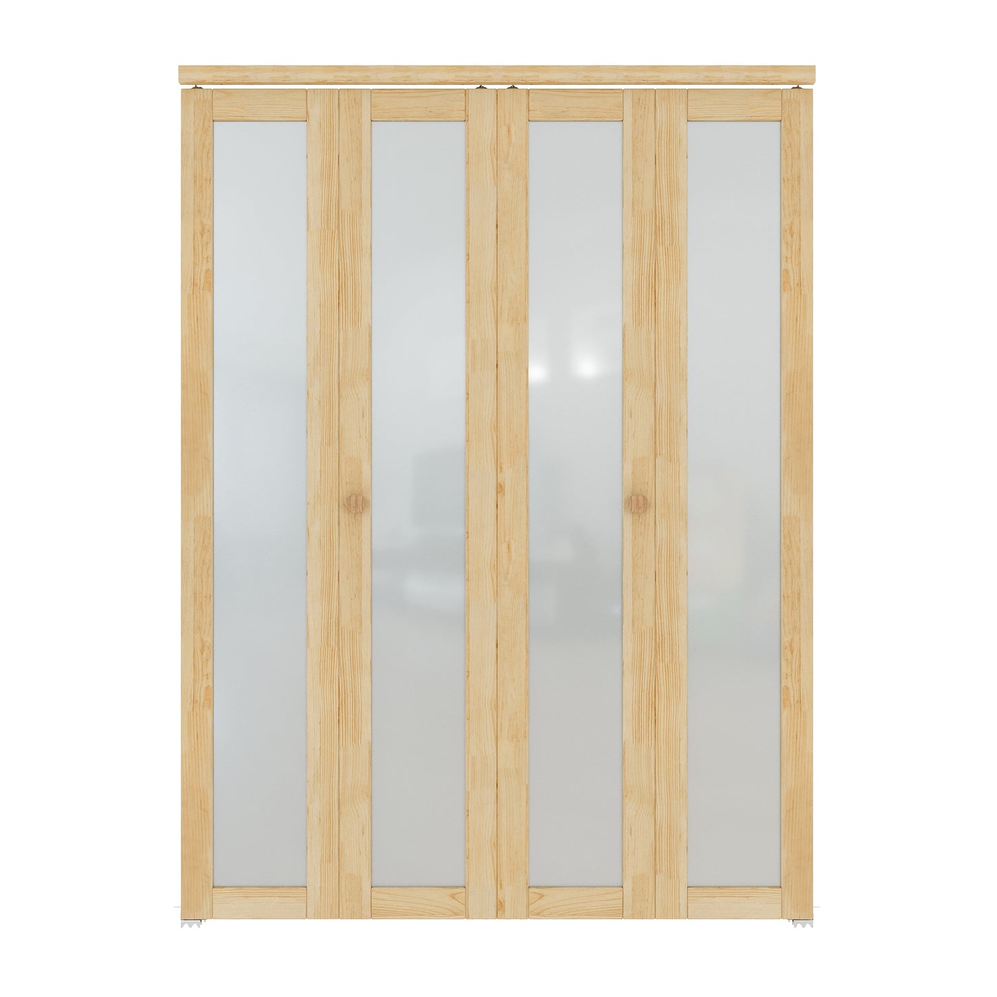 CRUTOP 1-Lite Frosted Glass Pane Wood Bifold Closet Door, Solid Core Pre-Assembled Panels with Water-Resistant Triple-Layer Painting, Build Quality ( Panels&Hardware&Fascia&Knob)
