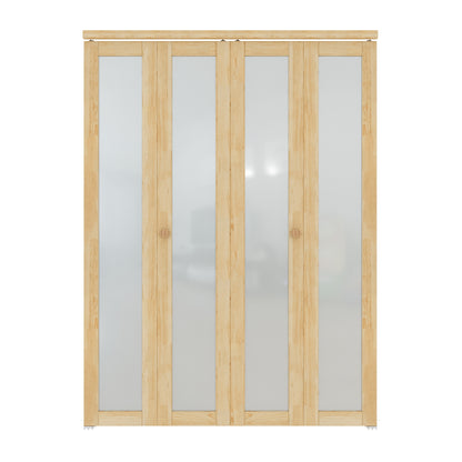 CRUTOP 1-Lite Frosted Glass Pane Wood Bifold Closet Door, Solid Core Pre-Assembled Panels with Water-Resistant Triple-Layer Painting, Build Quality ( Panels&Hardware&Fascia&Knob)