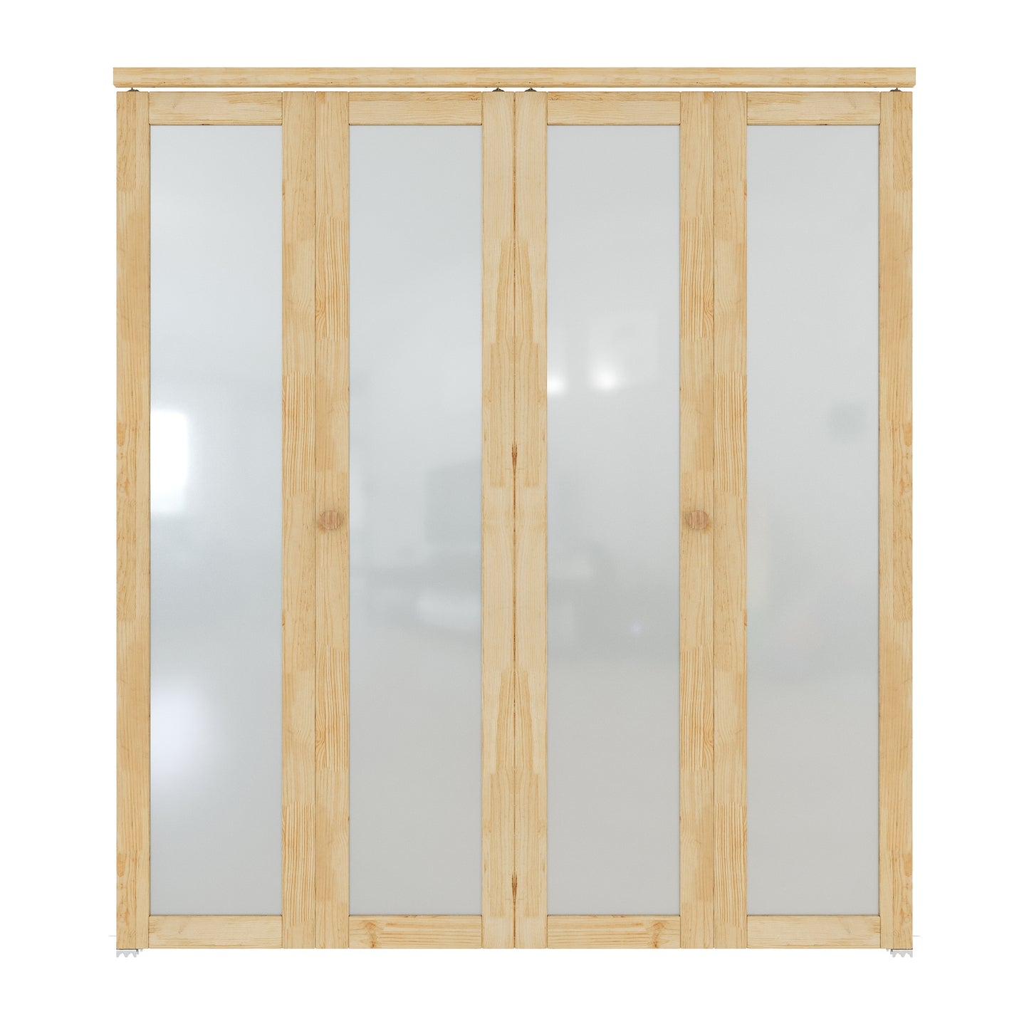 CRUTOP 1-Lite Frosted Glass Pane Wood Bifold Closet Door, Solid Core Pre-Assembled Panels with Water-Resistant Triple-Layer Painting, Build Quality ( Panels&Hardware&Fascia&Knob)