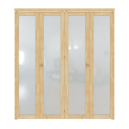 CRUTOP 1-Lite Frosted Glass Pane Wood Bifold Closet Door, Solid Core Pre-Assembled Panels with Water-Resistant Triple-Layer Painting, Build Quality ( Panels&Hardware&Fascia&Knob)