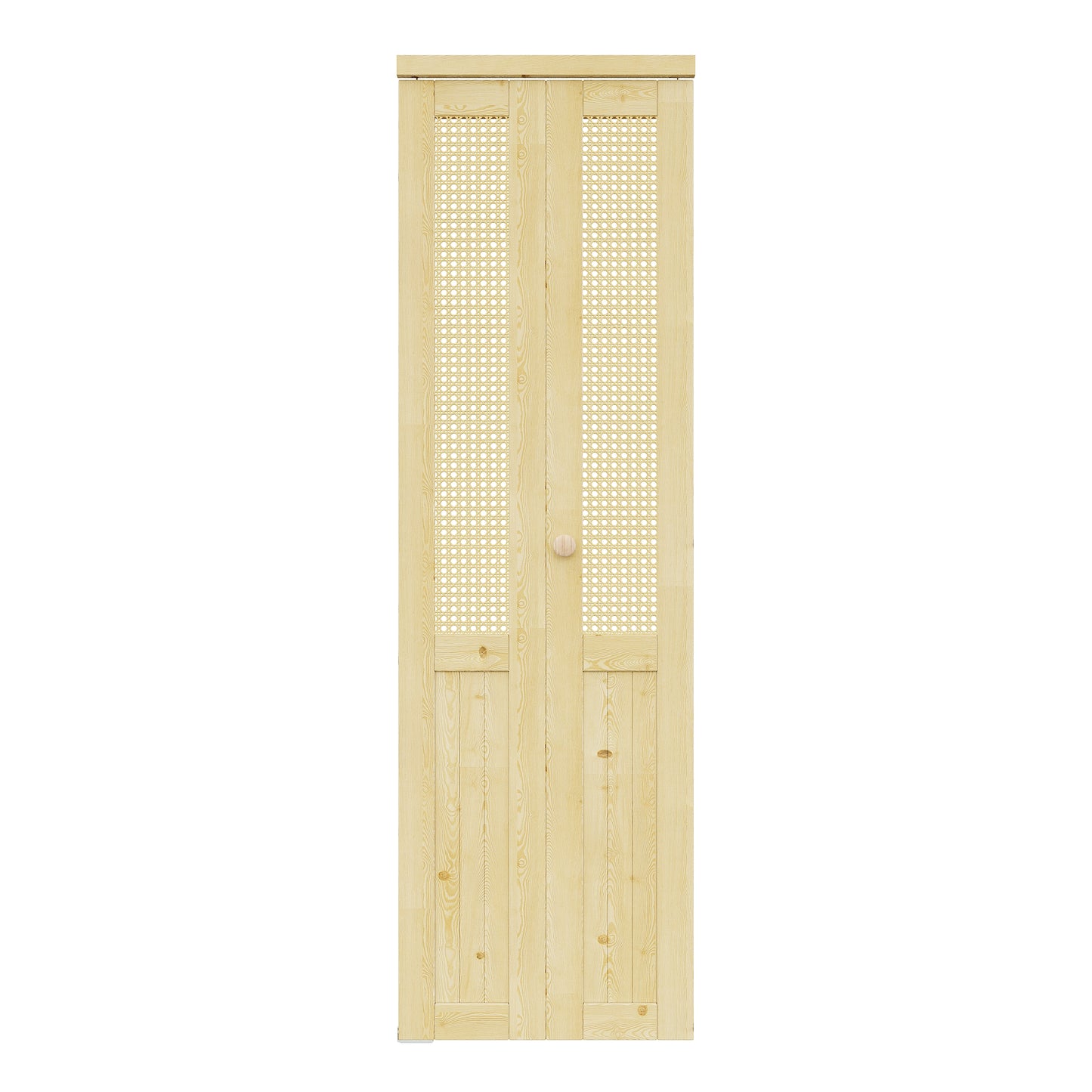 CRUTOP Bi-Fold Pivot Doors , Rattan Closet Door with Hardware Kit, MDF Panel Folding Interior Double Doors Easy to Install -  Pine