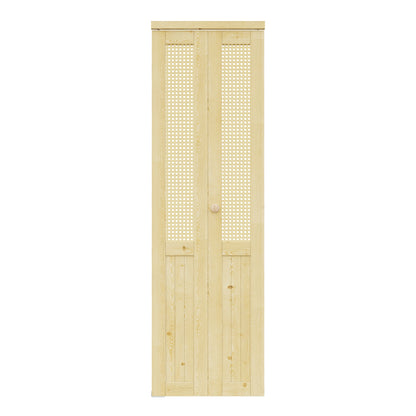 CRUTOP Bi-Fold Pivot Doors , Rattan Closet Door with Hardware Kit, MDF Panel Folding Interior Double Doors Easy to Install -  Pine