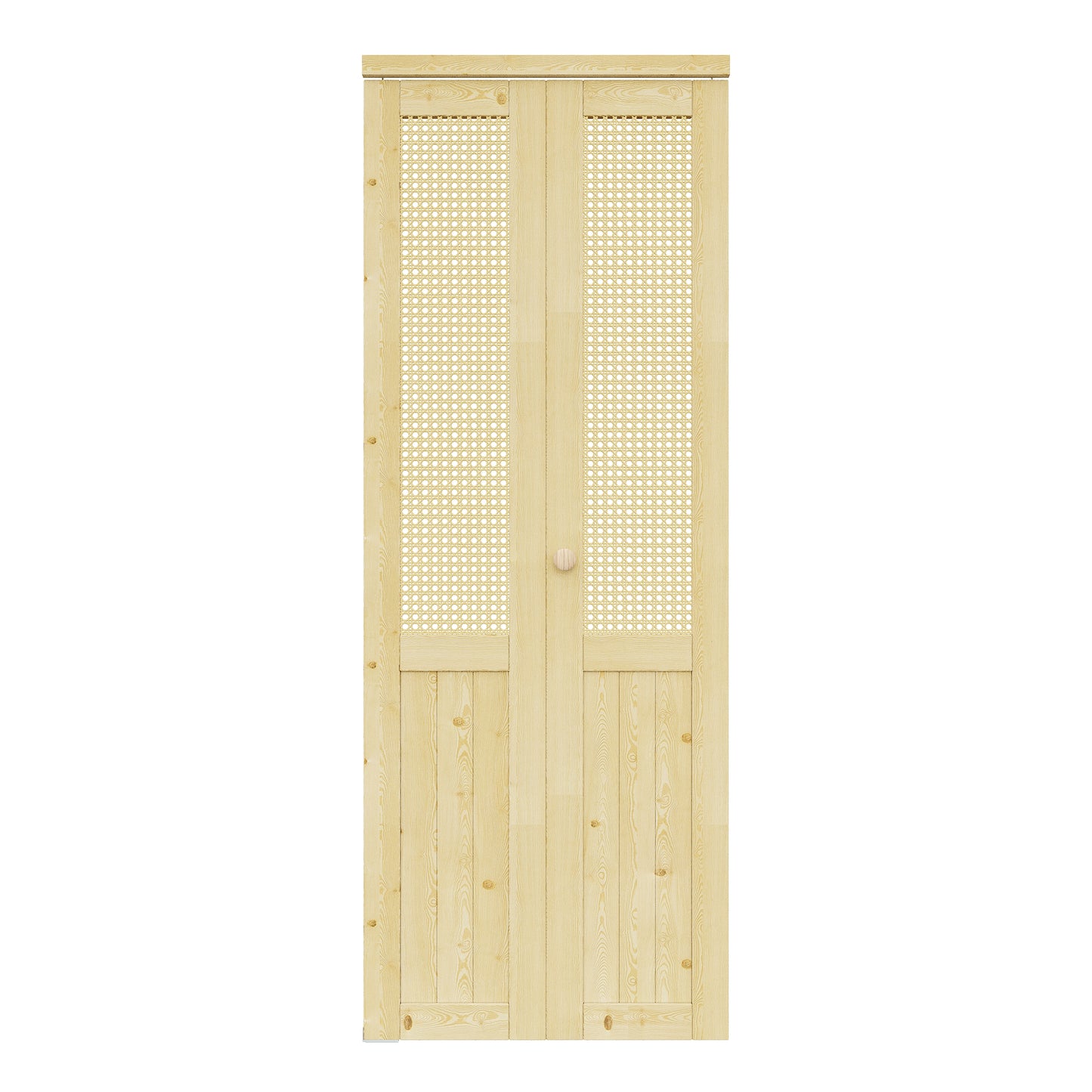 CRUTOP Bi-Fold Pivot Doors , Rattan Closet Door with Hardware Kit, MDF Panel Folding Interior Double Doors Easy to Install -  Pine