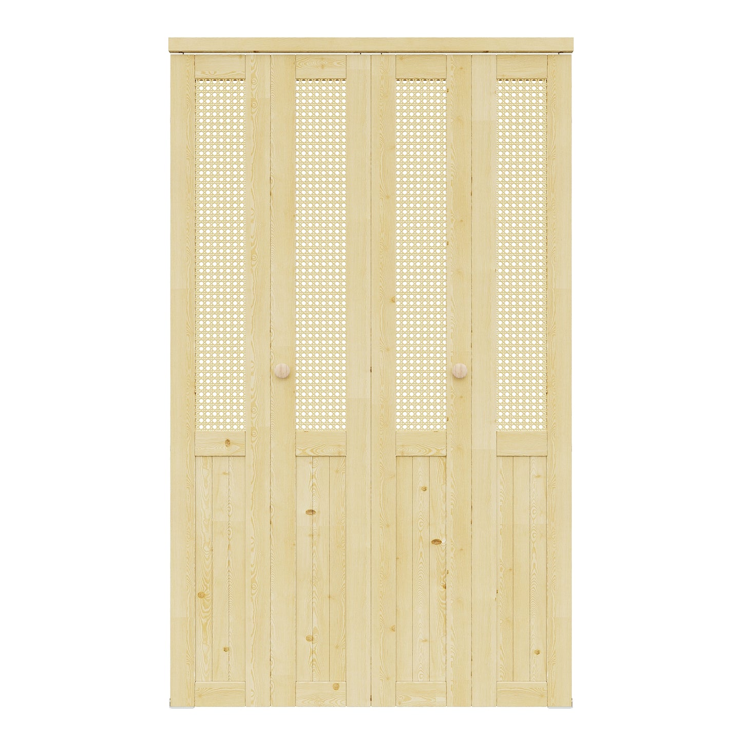 CRUTOP Rattan Bifold Closet Door, Cane Webbing Wood Interior Wicker Doors Slab, Build Quality Folding Barn Door ( Panels & Hardware & Fascia & Knob)，Pane