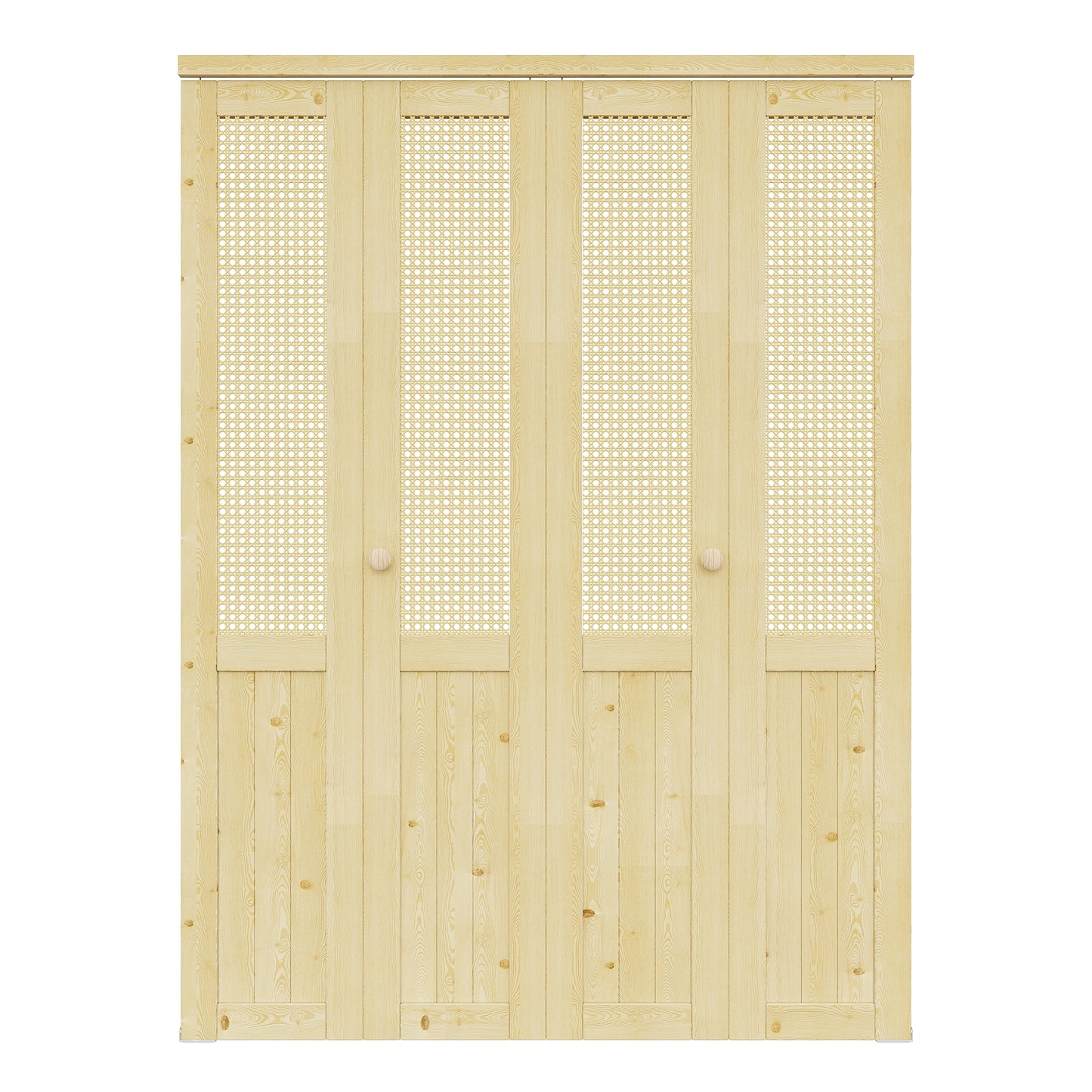 CRUTOP Rattan Bifold Closet Door, Cane Webbing Wood Interior Wicker Doors Slab, Build Quality Folding Barn Door ( Panels & Hardware & Fascia & Knob)，Pane