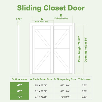 CRUTOP  Paintable Sliding Closet Door, Solid Core & Primed Water-Resistant Panels, Build Quality & Easy to Install