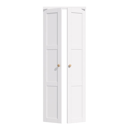 CRUTOP 3-Lite Pivot Swing Door for Pantry Laundry with Pivot Hardware, Double Solid Core Doors for Closet, Bifold Door Alternative - White