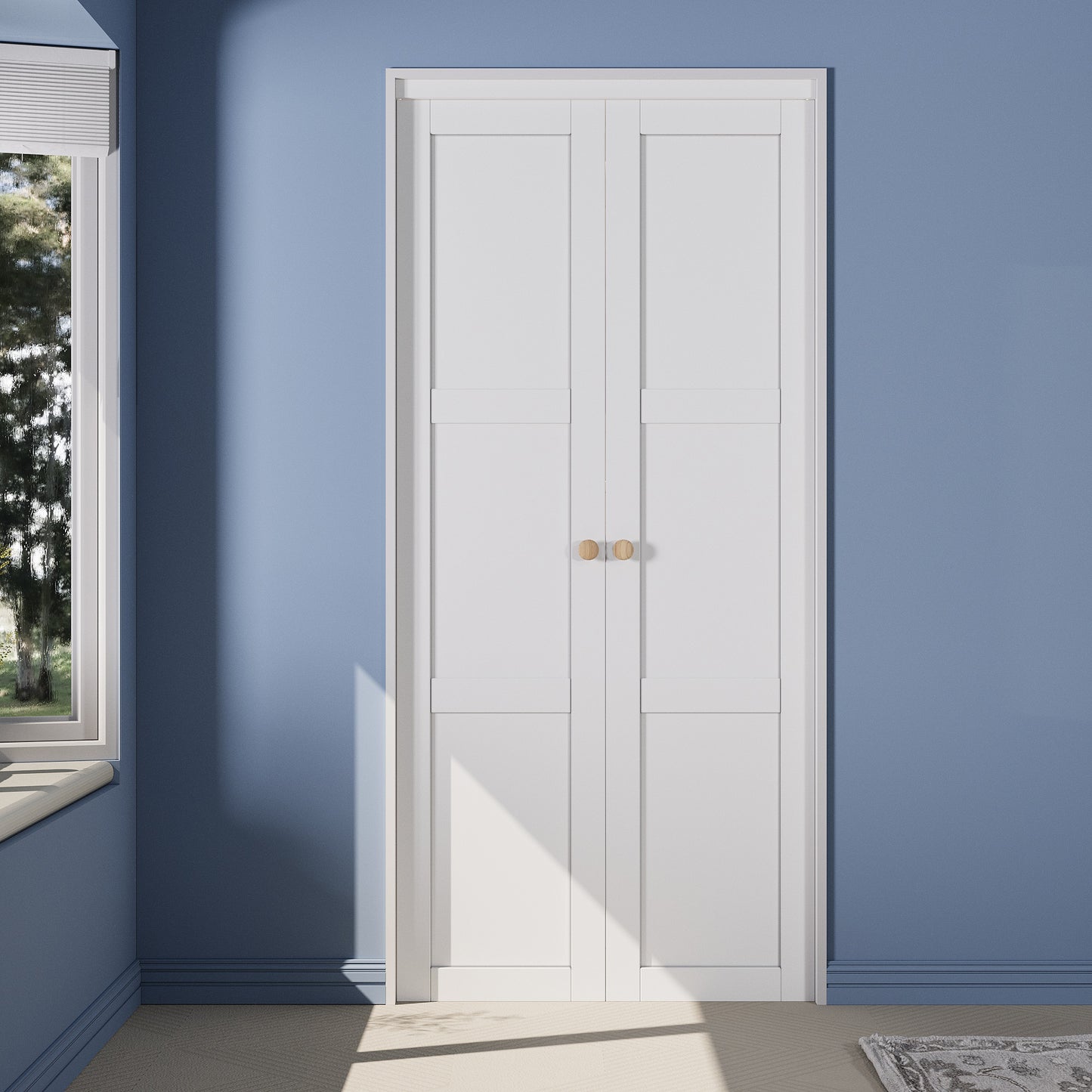 CRUTOP 3-Lite Pivot Swing Door for Pantry Laundry with Pivot Hardware, Double Solid Core Doors for Closet, Bifold Door Alternative - White