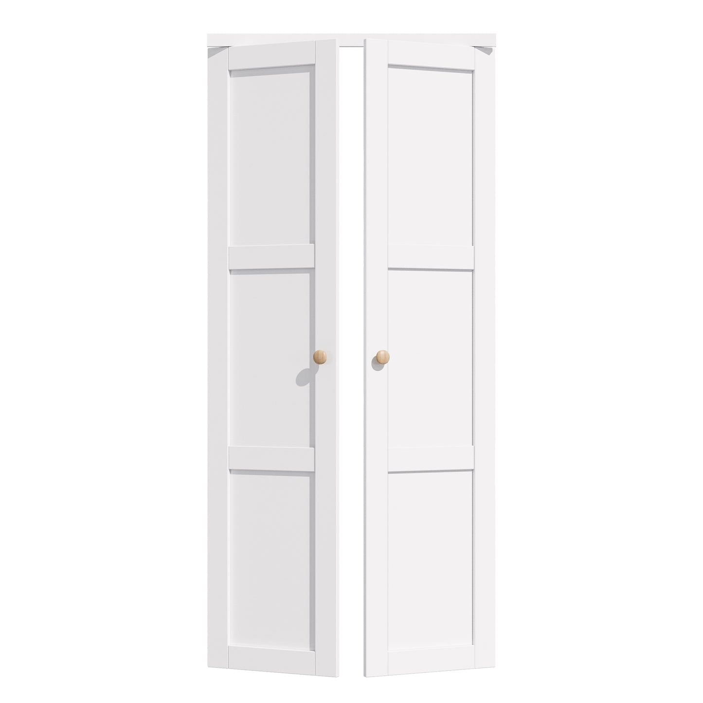 CRUTOP 3-Lite Pivot Swing Door for Pantry Laundry with Pivot Hardware, Double Solid Core Doors for Closet, Bifold Door Alternative - White