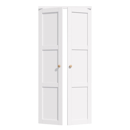 CRUTOP 3-Lite Pivot Swing Door for Pantry Laundry with Pivot Hardware, Double Solid Core Doors for Closet, Bifold Door Alternative - White