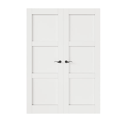 CRUTOP 3-Lite Pivot Swing Door for Pantry Laundry with Pivot Hardware, Double Solid Core Doors for Closet, Bifold Door Alternative - White