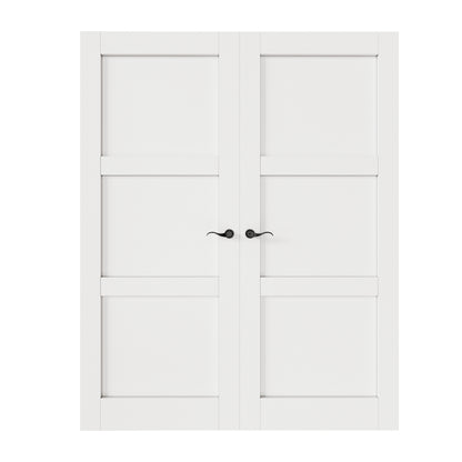 CRUTOP 3-Lite Pivot Swing Door for Pantry Laundry with Pivot Hardware, Double Solid Core Doors for Closet, Bifold Door Alternative - White