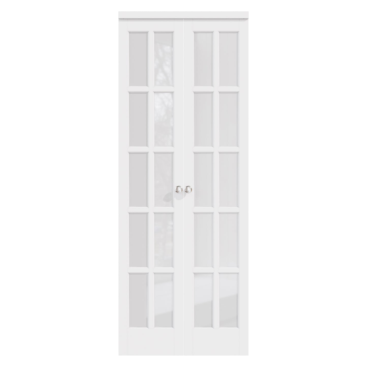 CRUTOP  10-Lite Tempered Frosted Glass Pivot Swing Door for Pantry Laundry with Pivot Hardware, Double Doors for Closet, Bifold Door Alternative - White