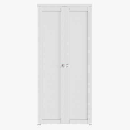 CRUTOP  Pivot Swing Door for Pantry Laundry with Pivot Hardware, Double Solid Core Doors for Closet, Bifold Door Alternative - White