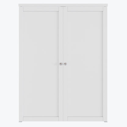 CRUTOP  Pivot Swing Door for Pantry Laundry with Pivot Hardware, Double Solid Core Doors for Closet, Bifold Door Alternative - White