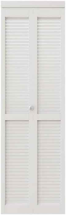 CRUTOP Louvered Bifold Closet Door, Solid Core Pre-Assembled Panels with Water-Resistant Triple-Layer Painting, Build Quality (Panels&Hardware&Fascia&Knob)