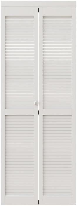 CRUTOP Louvered Bifold Closet Door, Solid Core Pre-Assembled Panels with Water-Resistant Triple-Layer Painting, Build Quality (Panels&Hardware&Fascia&Knob)