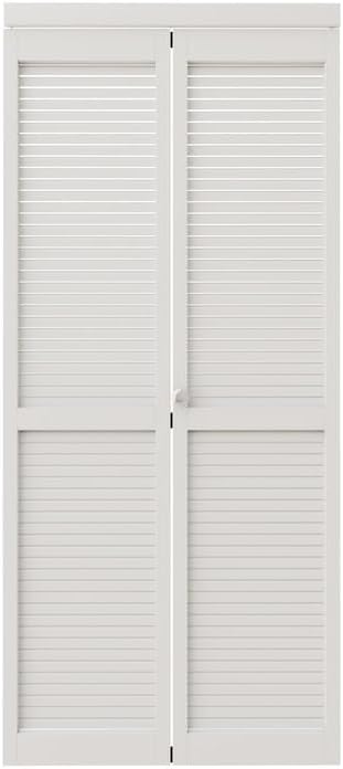 CRUTOP Louvered Bifold Closet Door, Solid Core Pre-Assembled Panels with Water-Resistant Triple-Layer Painting, Build Quality (Panels&Hardware&Fascia&Knob)