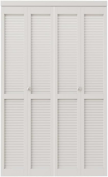 CRUTOP Louvered Bifold Closet Door, Solid Core Pre-Assembled Panels with Water-Resistant Triple-Layer Painting, Build Quality (Panels&Hardware&Fascia&Knob)