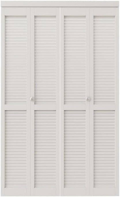 CRUTOP Louvered Bifold Closet Door, Solid Core Pre-Assembled Panels with Water-Resistant Triple-Layer Painting, Build Quality (Panels&Hardware&Fascia&Knob)