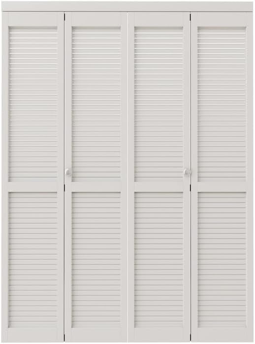 CRUTOP Louvered Bifold Closet Door, Solid Core Pre-Assembled Panels with Water-Resistant Triple-Layer Painting, Build Quality (Panels&Hardware&Fascia&Knob)