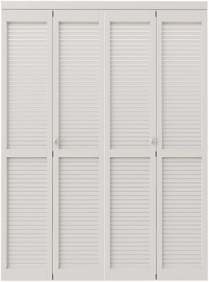 CRUTOP Louvered Bifold Closet Door, Solid Core Pre-Assembled Panels with Water-Resistant Triple-Layer Painting, Build Quality (Panels&Hardware&Fascia&Knob)