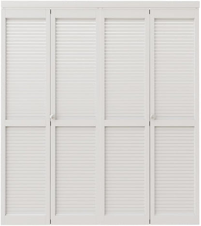 CRUTOP Louvered Bifold Closet Door, Solid Core Pre-Assembled Panels with Water-Resistant Triple-Layer Painting, Build Quality (Panels&Hardware&Fascia&Knob)