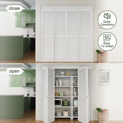CRUTOP  Mirrored Bifold Doors, One Side Mirror Door with Water&Scratch-Resistant Surface, Interior Closet & Pantry Door (Panels&Hardware&Fascia&Knob) , Black