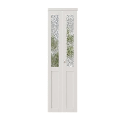 CRUTOP 1-Lite Rippled Glass Bifold Door, Build Quality Panels with Water&Scratch-Resistant Surface, Solid Core, Interior Closet & Pantry Door (Panels&Hardware&Fascia&Knob)