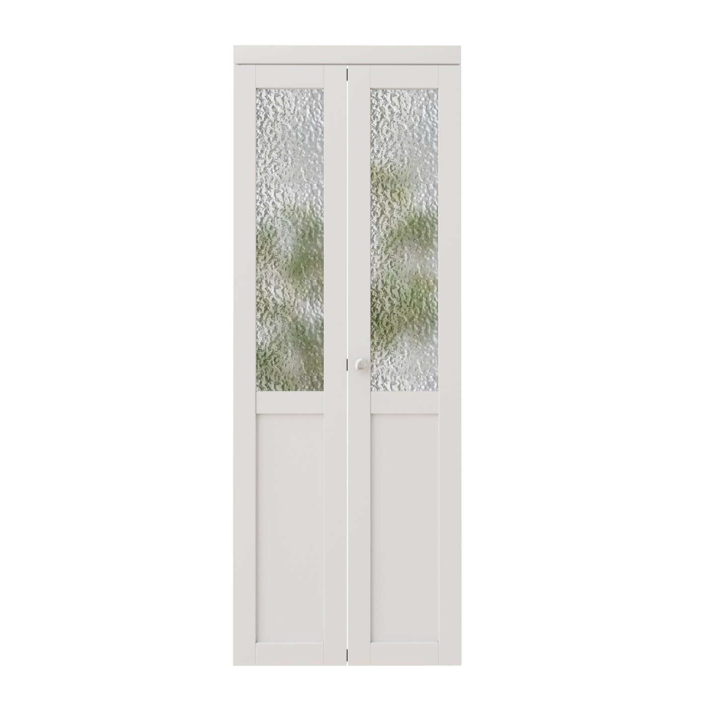 CRUTOP 1-Lite Rippled Glass Bifold Door, Build Quality Panels with Water&Scratch-Resistant Surface, Solid Core, Interior Closet & Pantry Door (Panels&Hardware&Fascia&Knob)